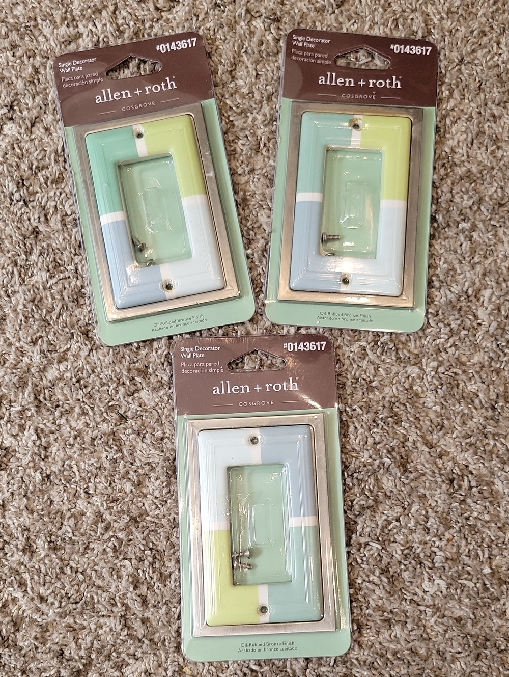allen + roth Cosgrove Pastel Striped Single Decorator Wall Plate - Set of 3